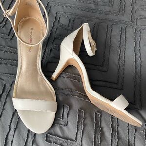 White ankle strap leather  sandal